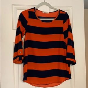 Orange and Navy stripe top